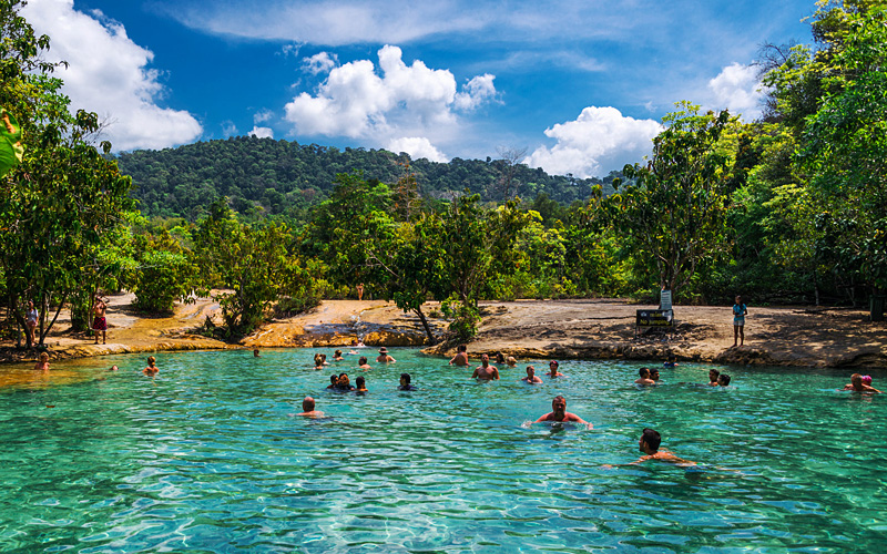 Full Day Hot Spring Waterfall & Emerald Pool Tiger Cave Temple Elephant Treaking