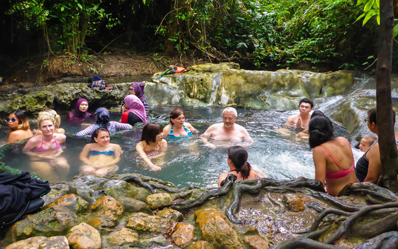 Half Day Hot Spring Waterfall & Emerald Pool Elephant Treaking